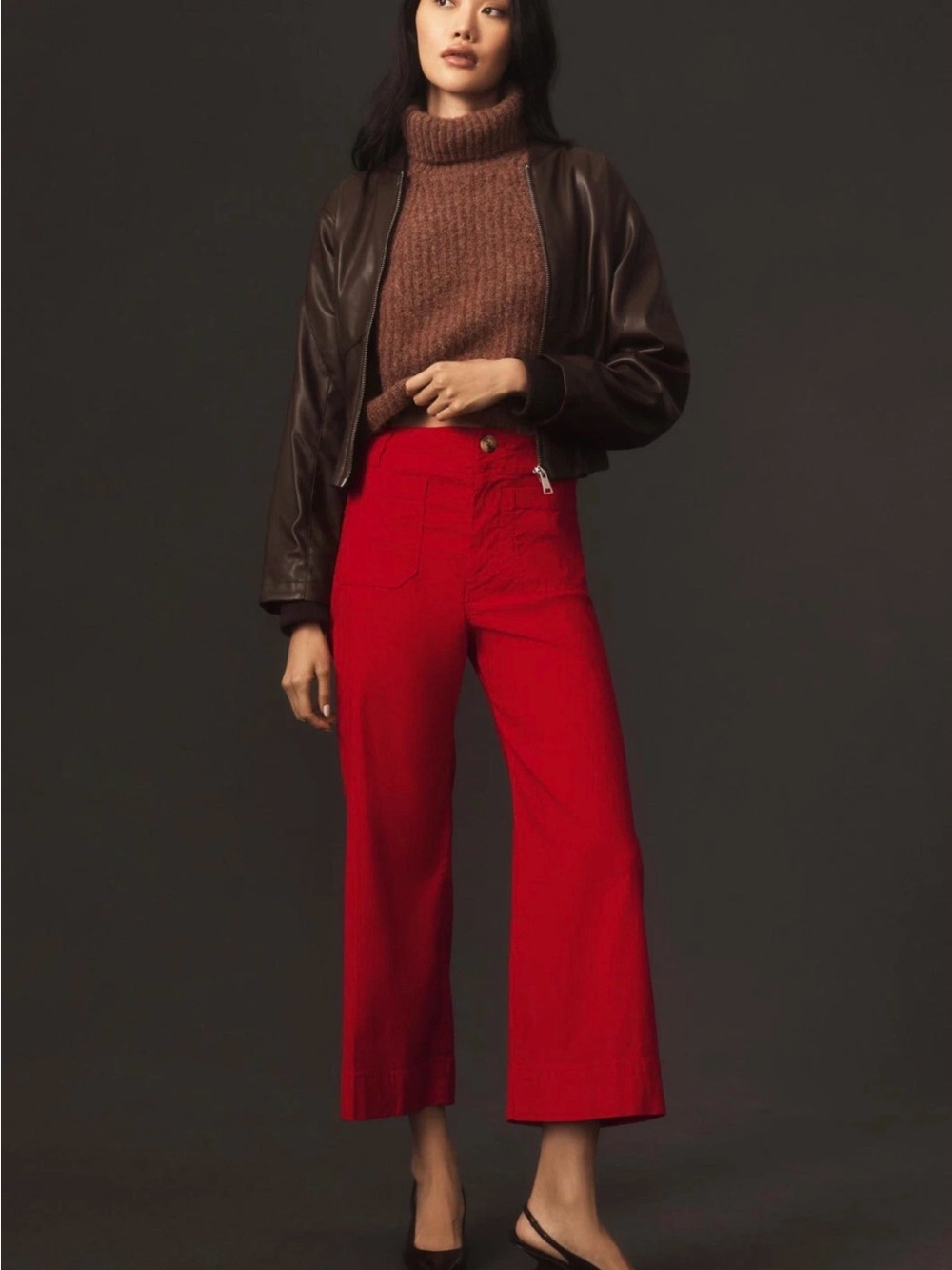 Anthropologie Colette Wide Leg Crop Pants Trousers Bright Red